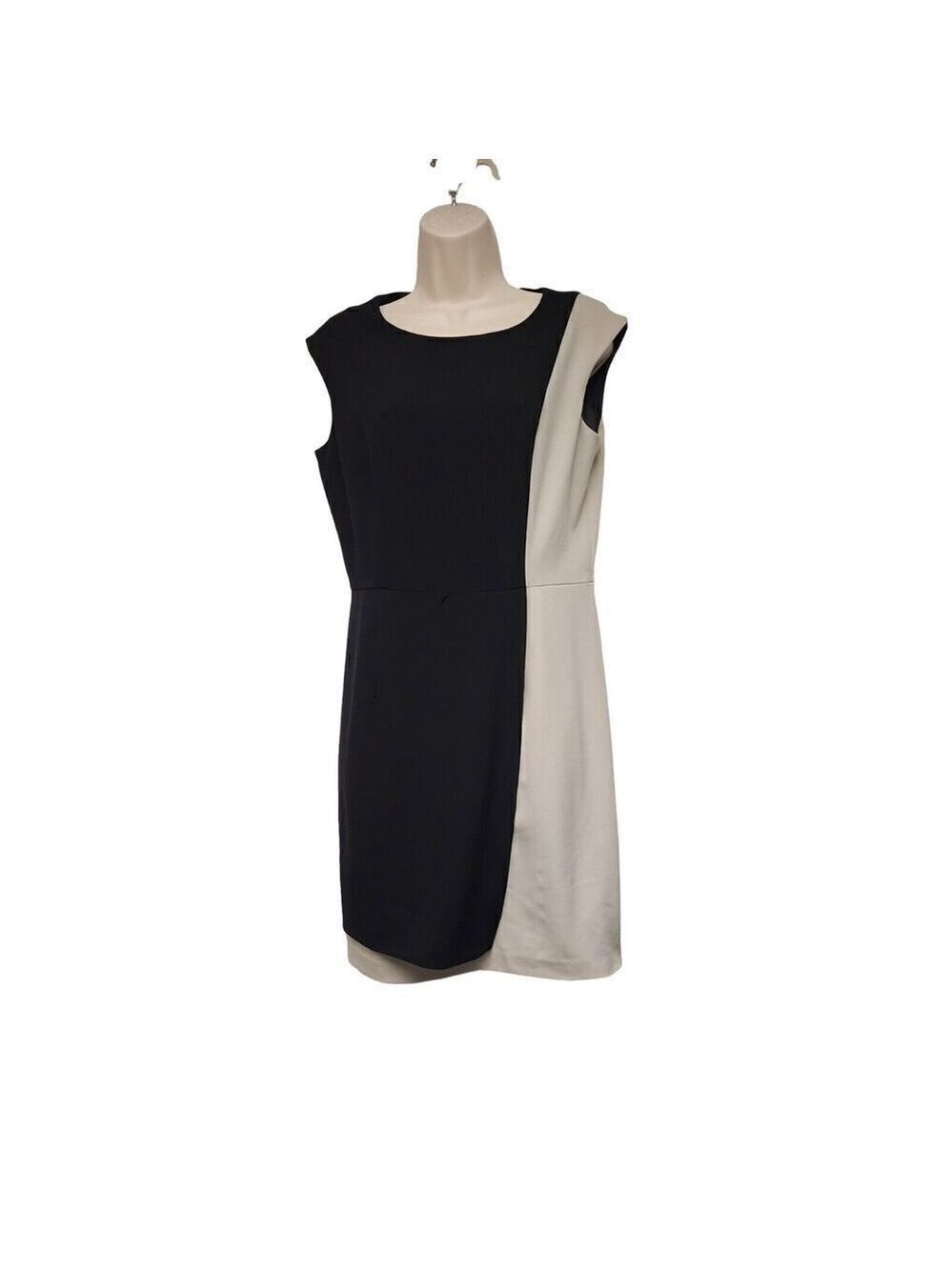 Marvin Richards Color Block Sheath Dress Black Beige Size 8